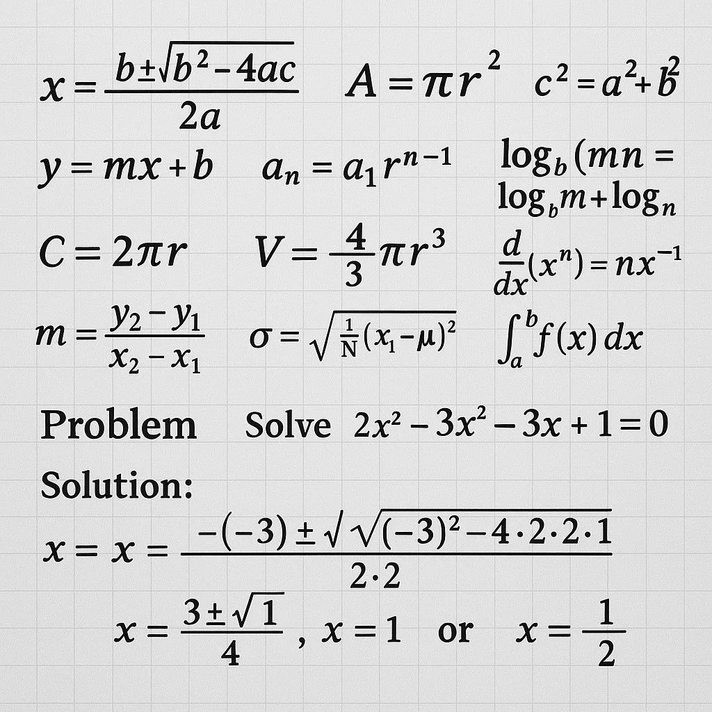 Math Formulas & Problem-Solving Pack (6 Pages)